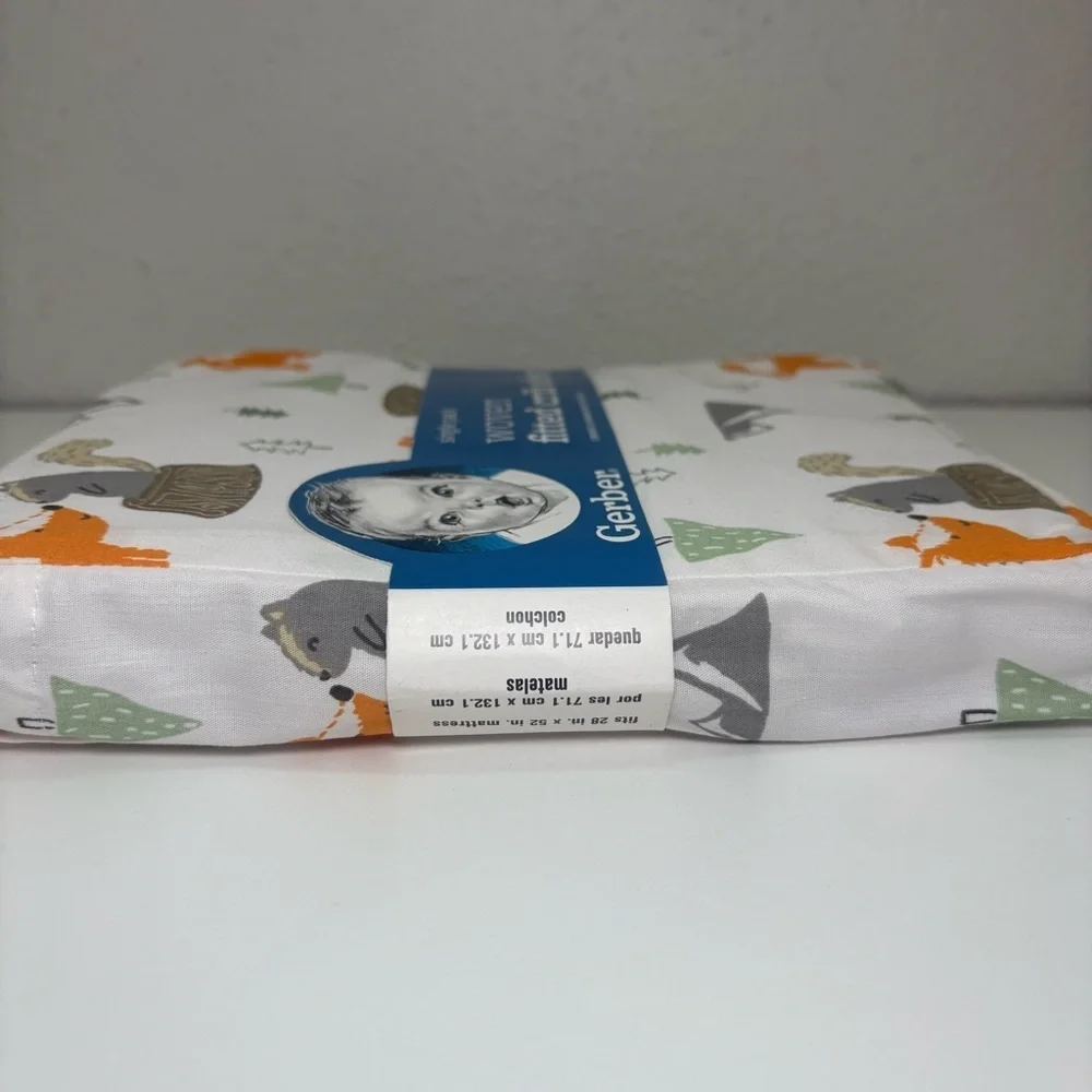 New Gerber Woodland Fitted Crib Sheets Fox Squirrel - Picture 5 of 6
